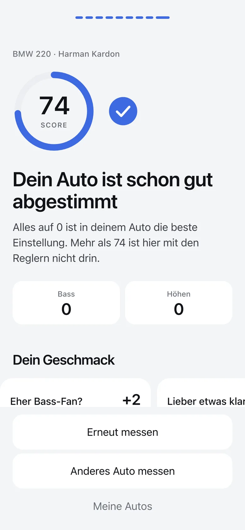 Tuno-Ergebnis für einen BMW 220: schon gut abgestimmt