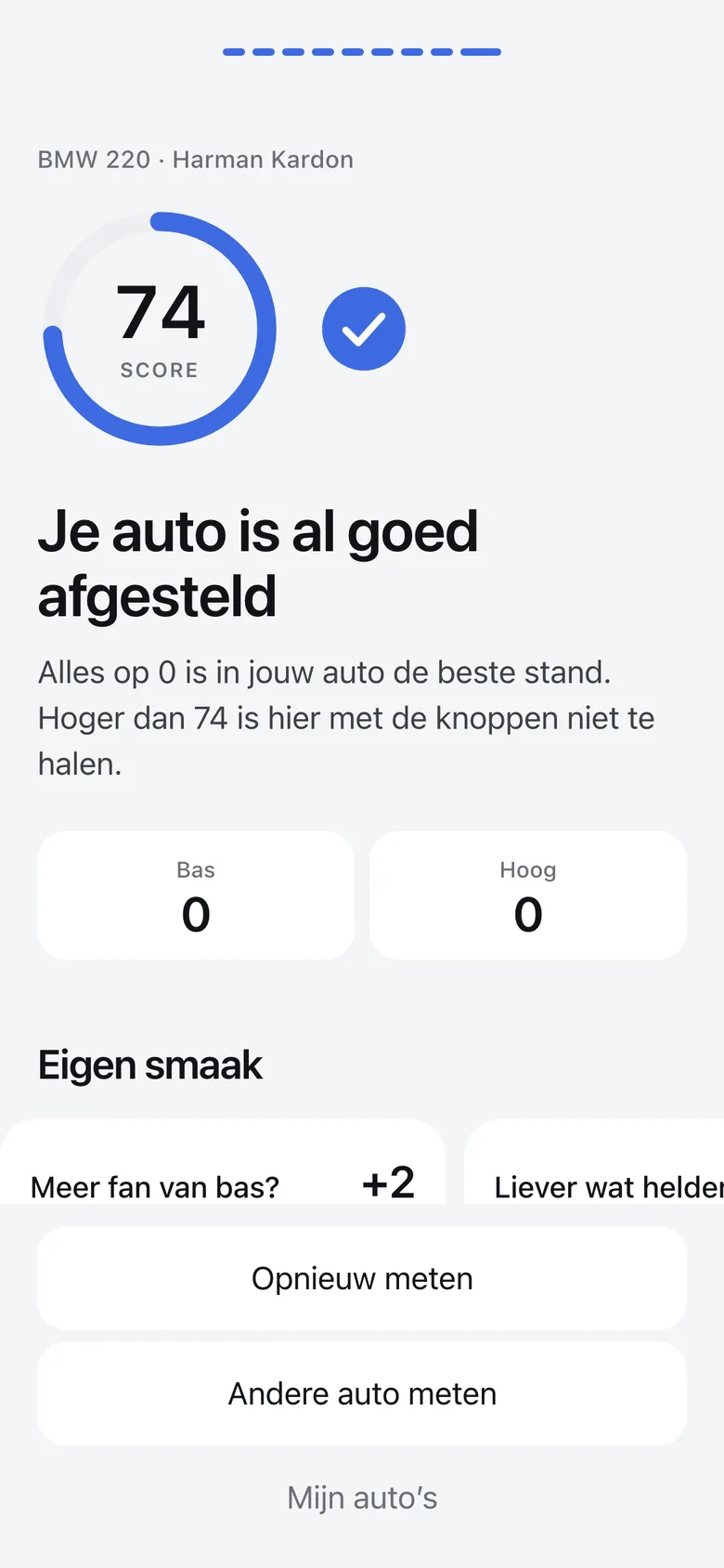 Resultaat van Tuno voor een BMW 220: al goed afgesteld